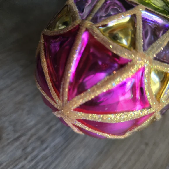 Christopher Radko Multicolor Jewel-Toned Mosaic Egg Ornament with Gold Trim
